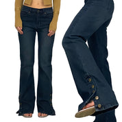 Split Hem Denim Flares (S)