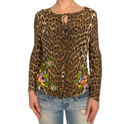 Moschino Cheap & Chic 90's Leopard Floral Embroidered Cardigan (S/M)