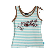Angel Blue Ice Cream Graphic Striped Tank (S)