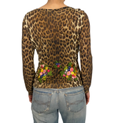 Moschino Cheap & Chic 90's Leopard Floral Embroidered Cardigan (S/M)