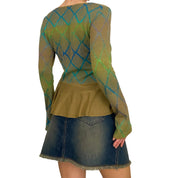 Manoosh Diamond Knit Bell Sleeve Top (S)