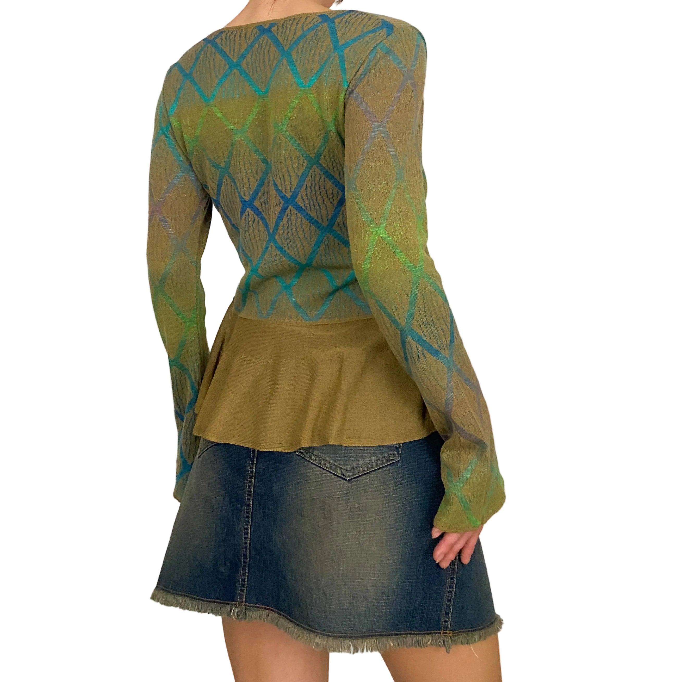 Manoosh Diamond Knit Bell Sleeve Top (S)