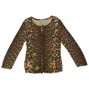 Moschino Cheap & Chic 90's Leopard Floral Embroidered Cardigan (S/M)