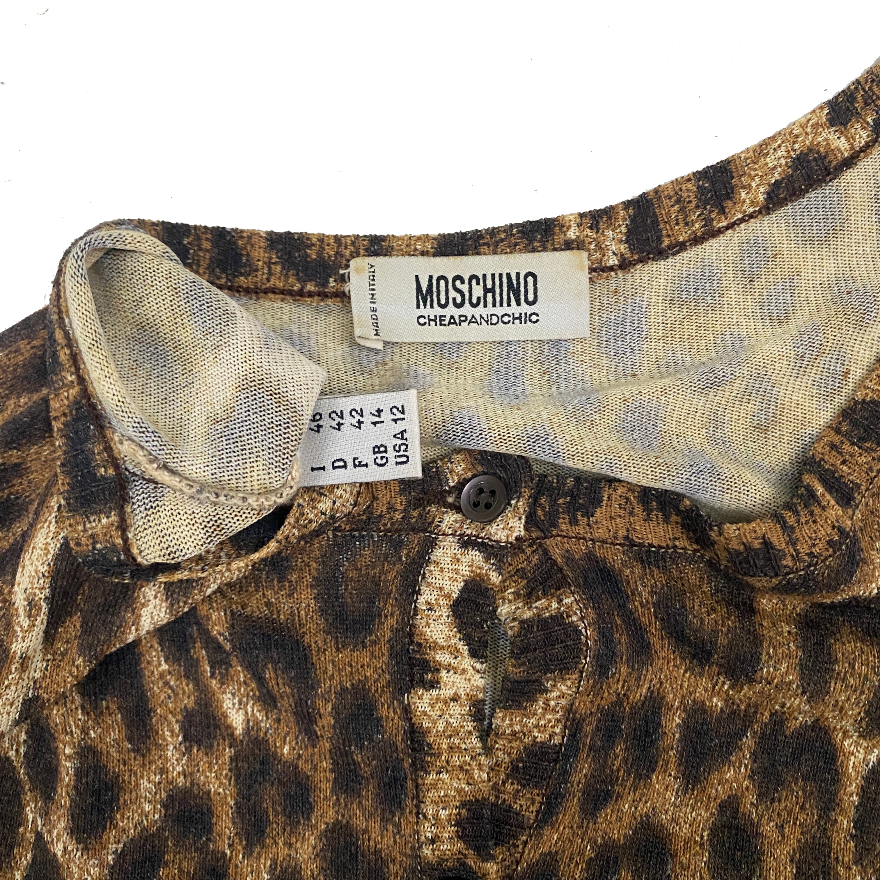 Moschino Cheap & Chic 90's Leopard Floral Embroidered Cardigan (S/M)