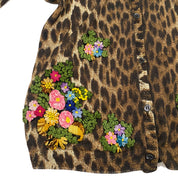 Moschino Cheap & Chic 90's Leopard Floral Embroidered Cardigan (S/M)