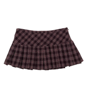 Forever 21 2000s Brown & Pink Plaid Wool Pleated Mini Skirt (S)