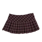 Forever 21 2000s Brown & Pink Plaid Wool Pleated Mini Skirt (S)