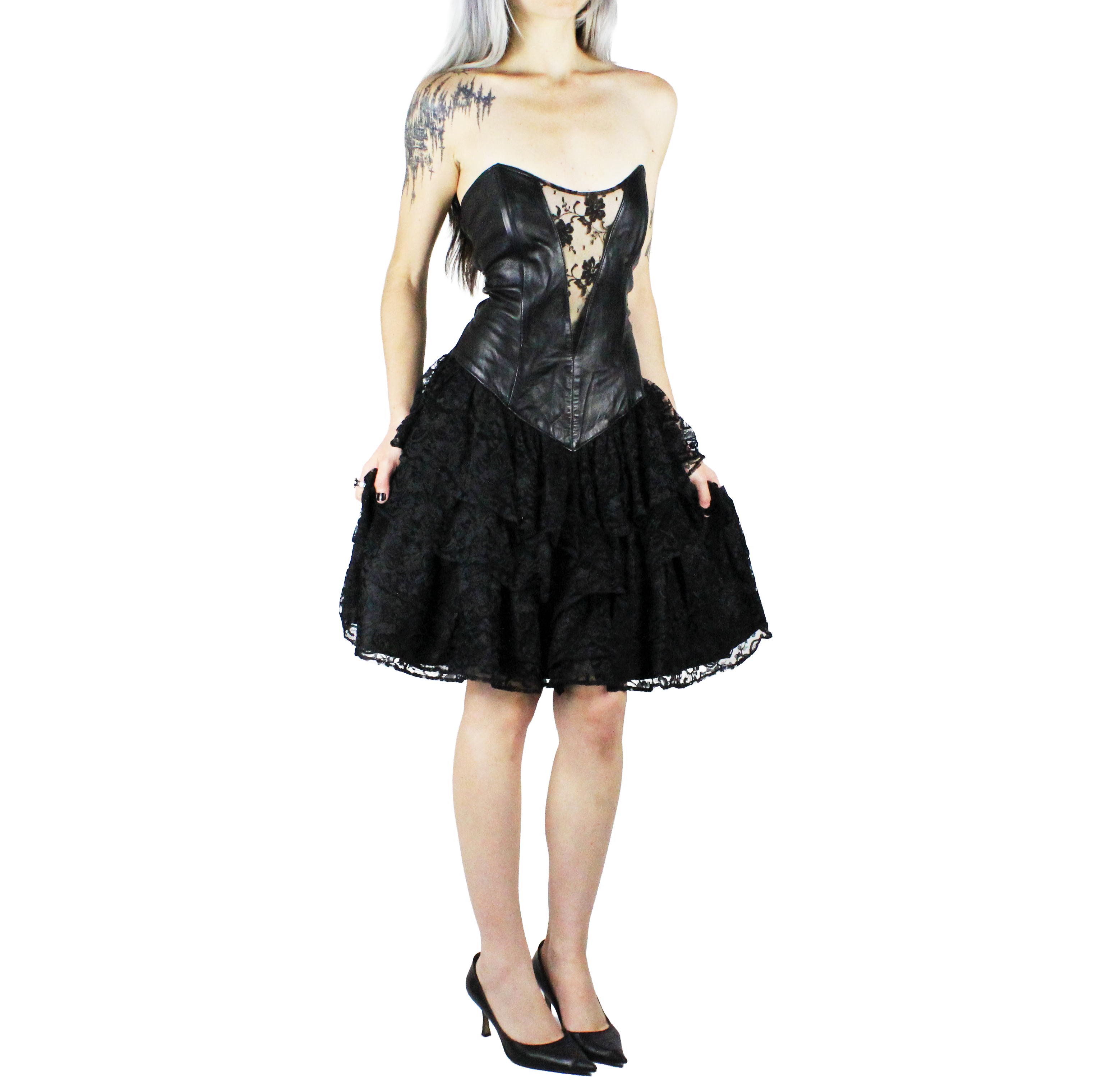 90s Leather Bustier Dress (S)