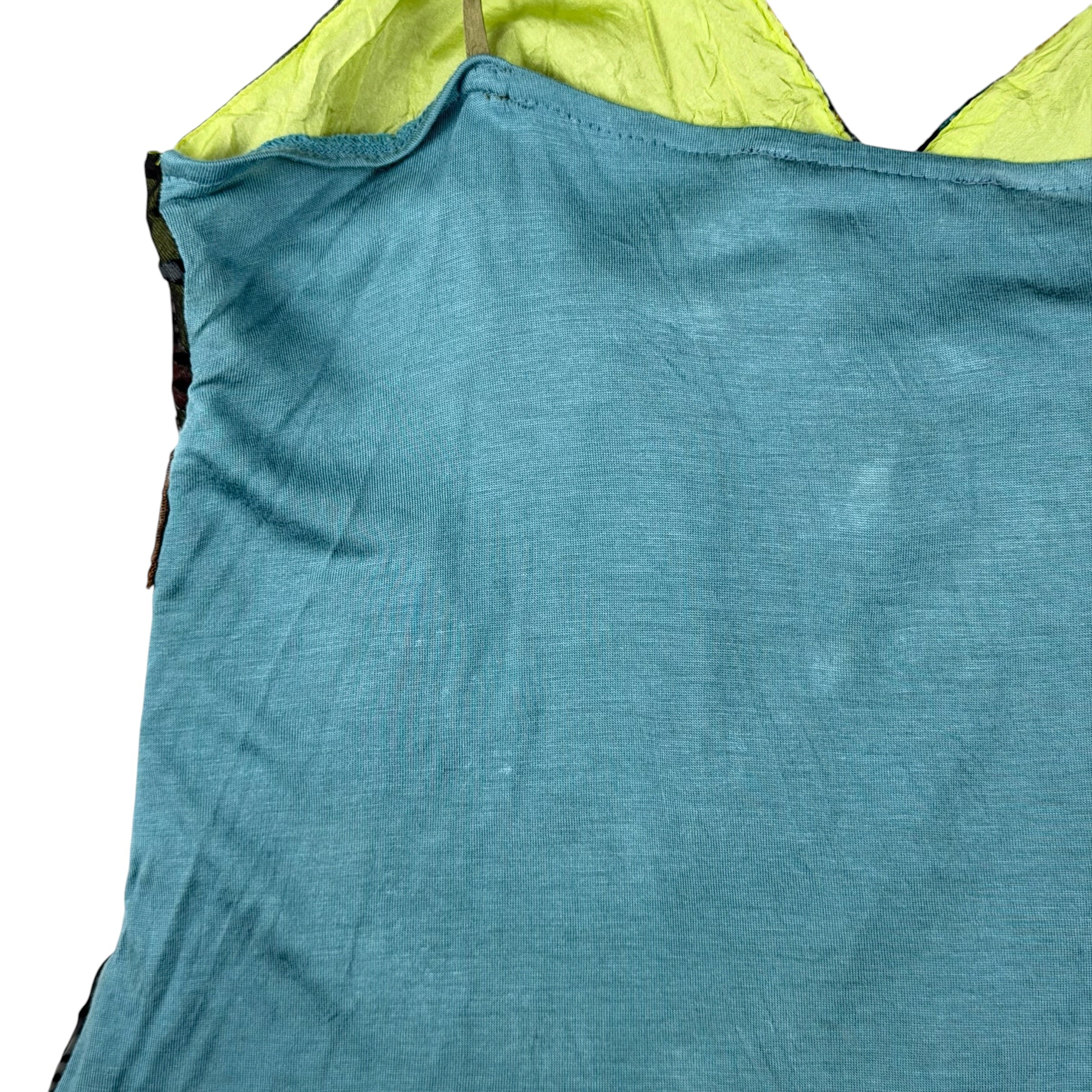 Hale Bob Y2K Green Floral Silk Blend Beaded Cami Top (s)
