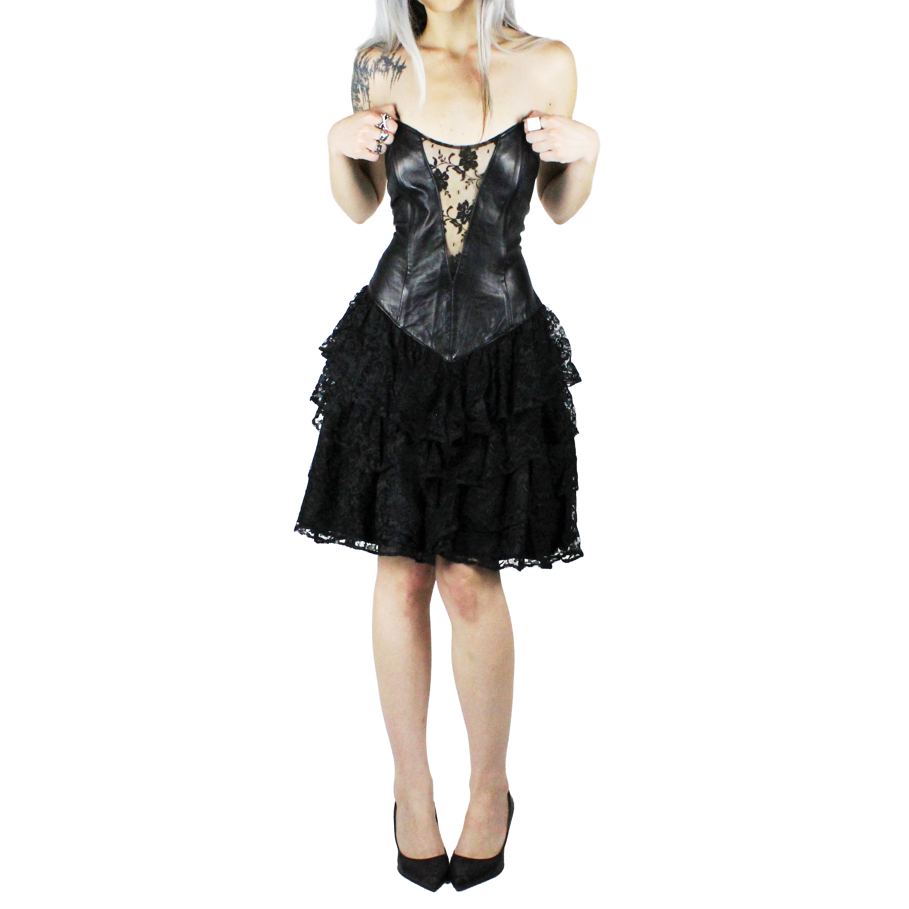 90s Leather Bustier Dress (S)