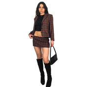 Micro Mini Plaid Suit Set (S)