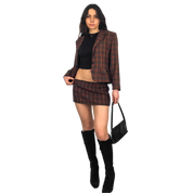 Micro Mini Plaid Suit Set (S)