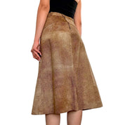 90s Animal Print Leather Midi Skirt (S)