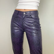 Purple Snake Print Y2K Leather Pants (S)