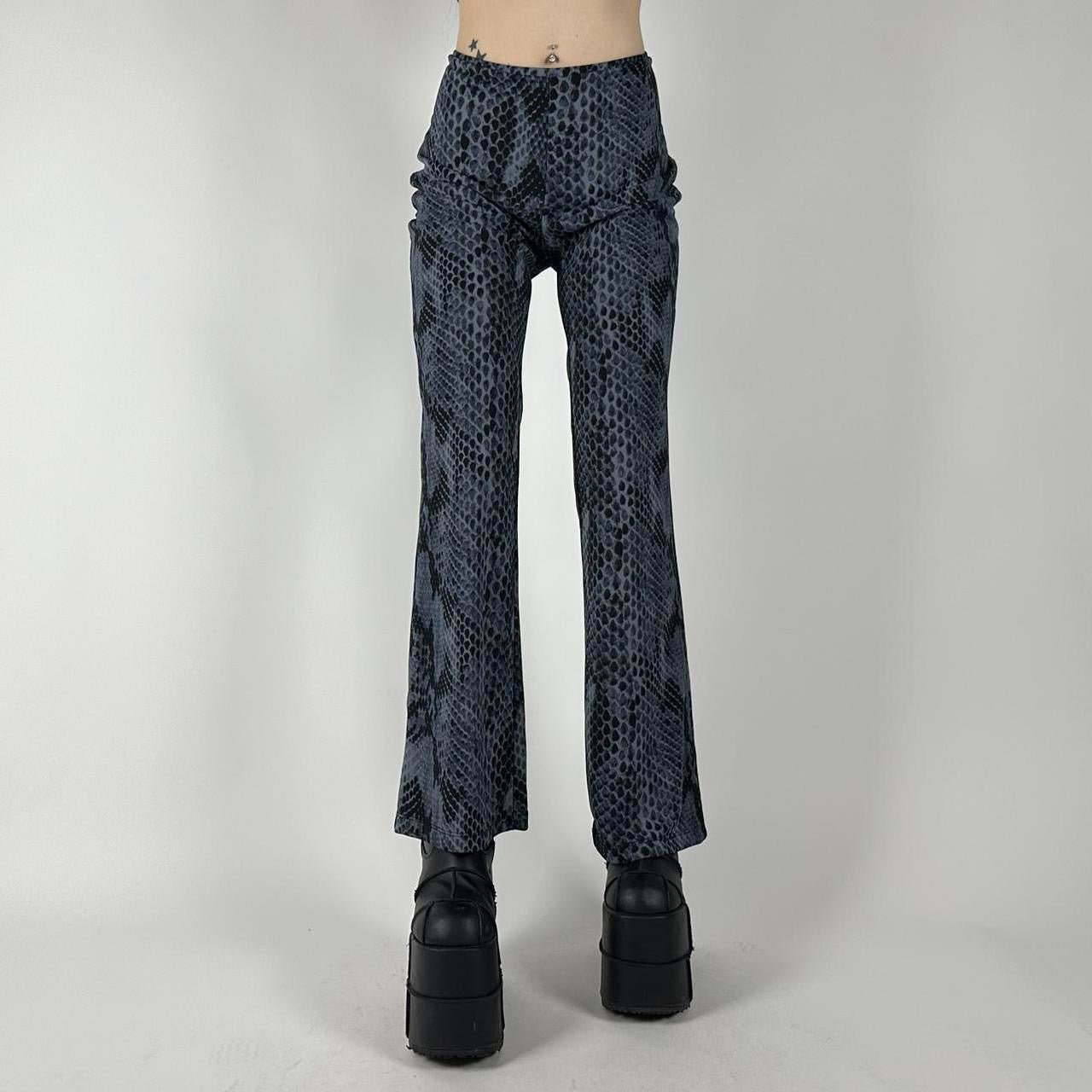 90s Blue Snakeskin Flare Pants (M)