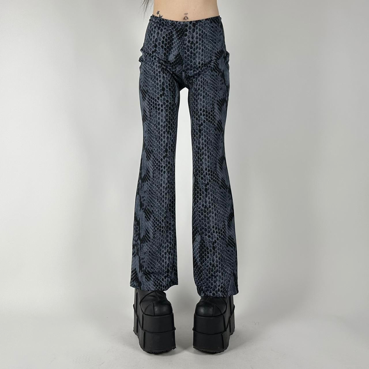 90s Blue Snakeskin Flare Pants (M)
