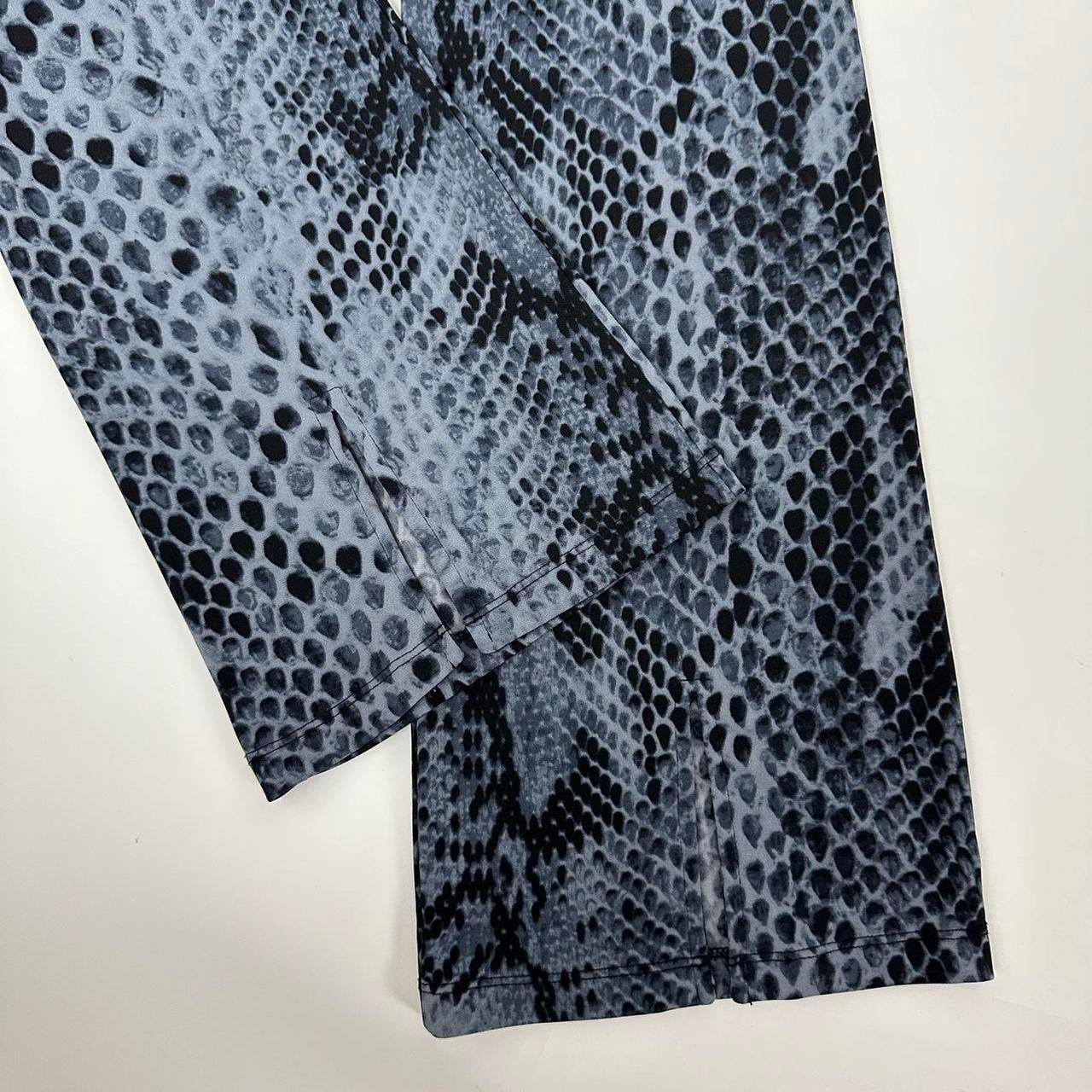 90s Blue Snakeskin Flare Pants (M)
