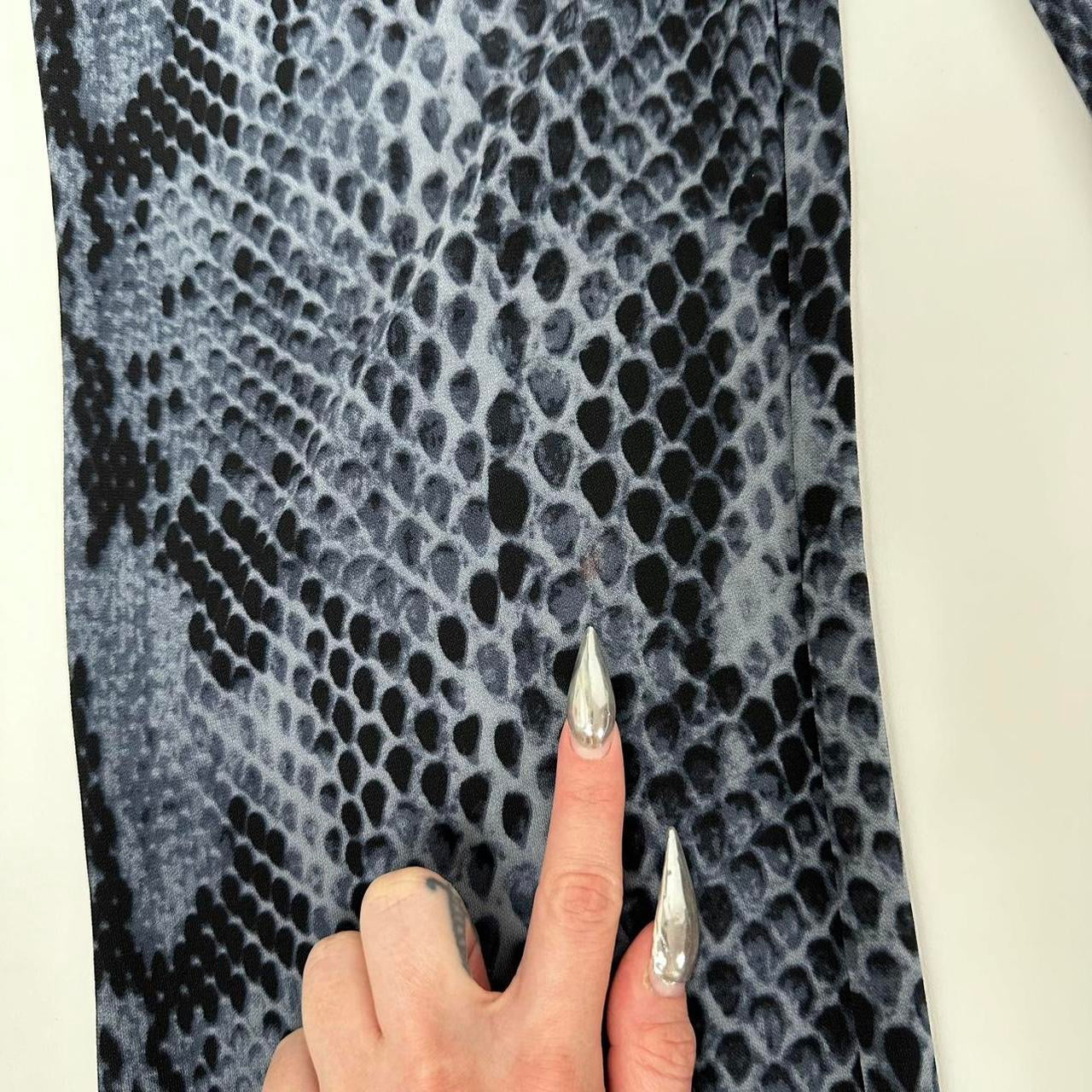 90s Blue Snakeskin Flare Pants (M)