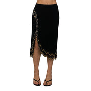 Embellished Thigh Slit Midi Skirt (S)