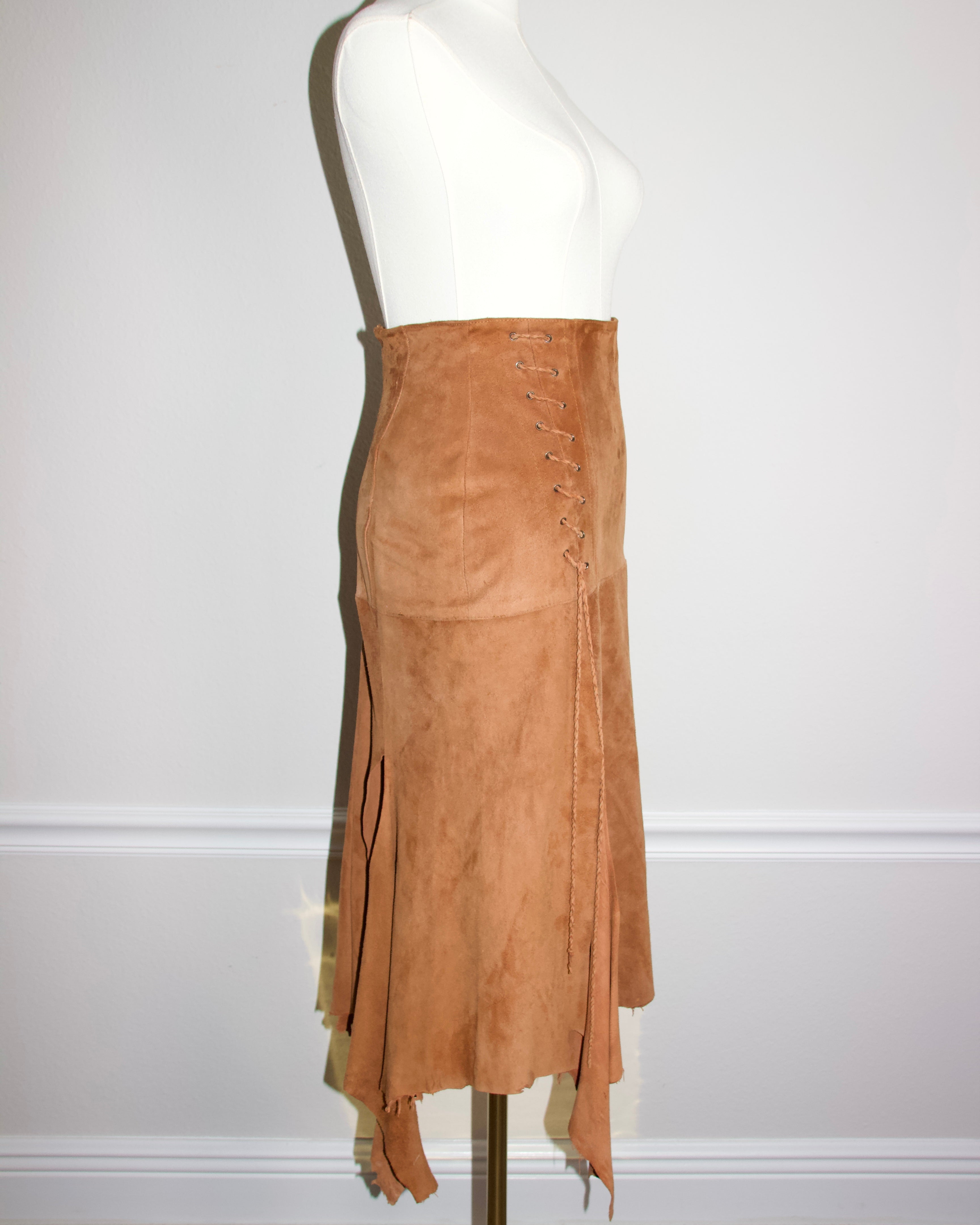 90s Suede Lace Up Skirt (XXS/XS)