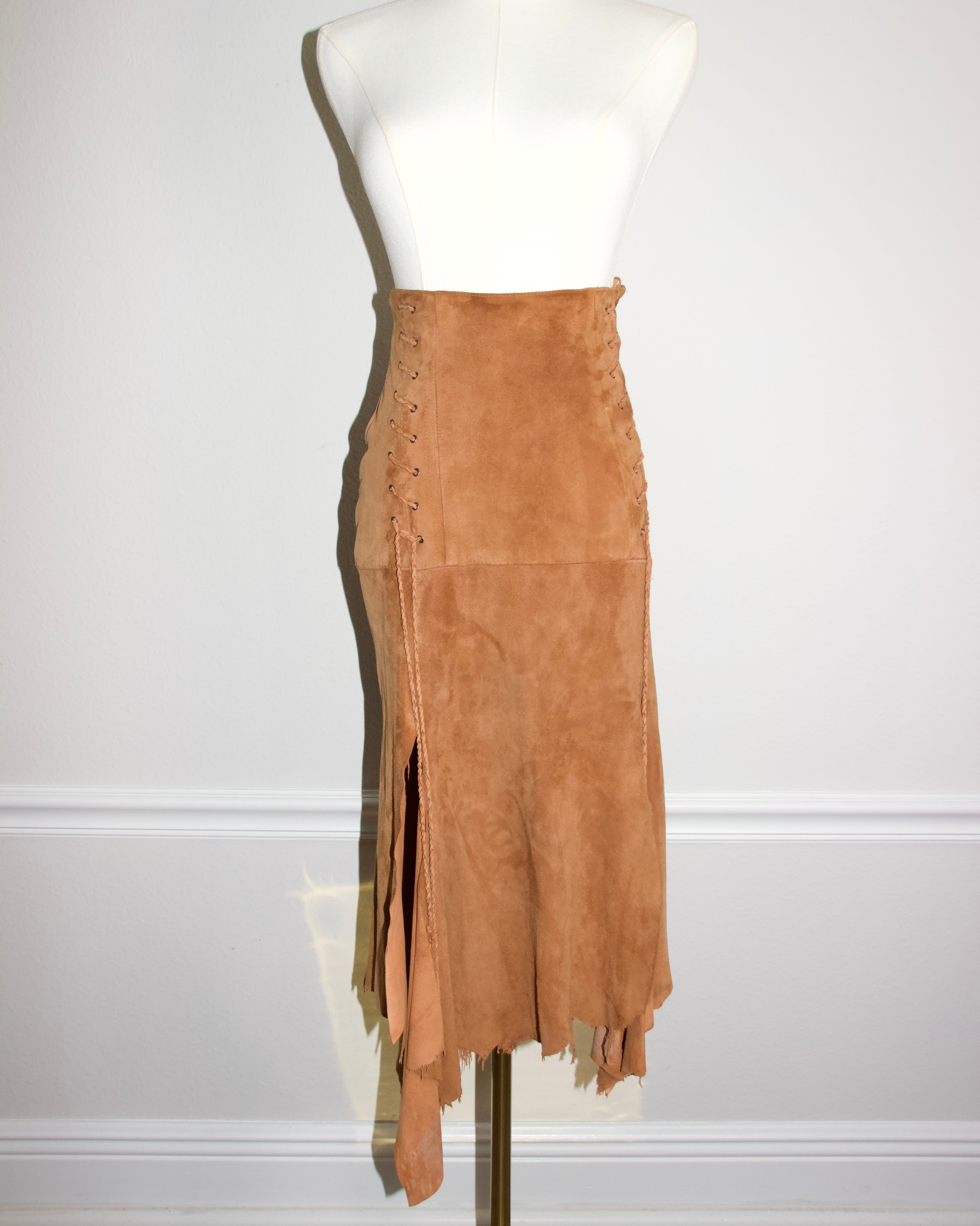 90s Suede Lace Up Skirt (XXS/XS)