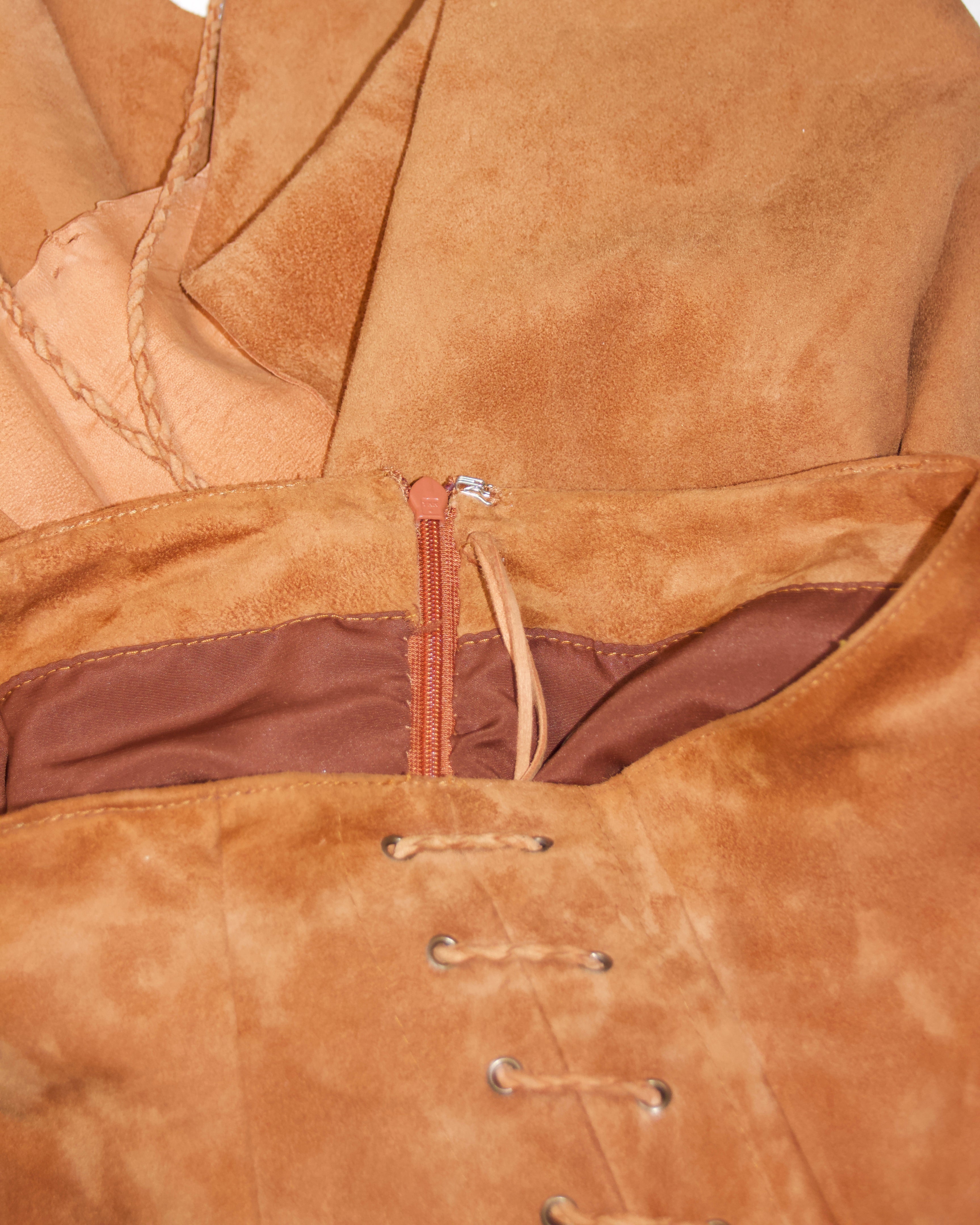 90s Suede Lace Up Skirt (XXS/XS)