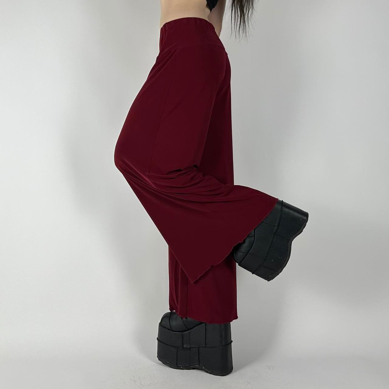 Y2K 00s Dark Red Wide Leg Pants (S)