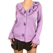Embellished Lavender Cardigan Sweater (XS/S)