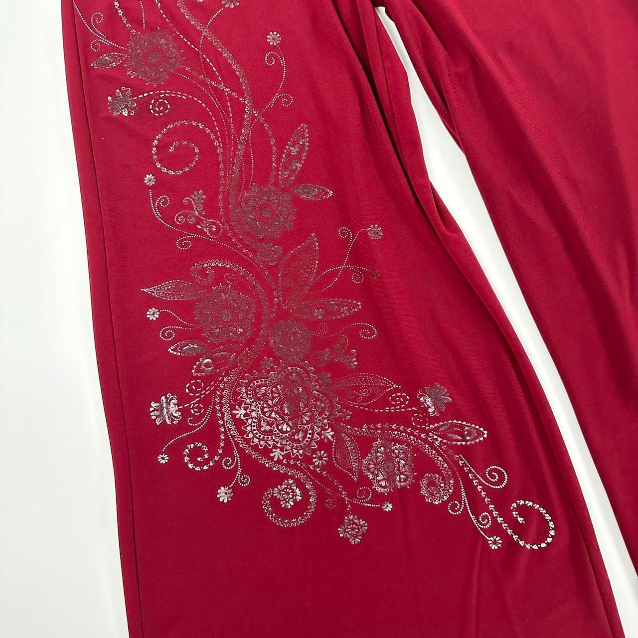 Y2K 00s Dark Red Wide Leg Pants (S)