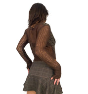 Brown Open Knit Cropped Sweater (M)