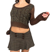 Brown Open Knit Cropped Sweater (M)