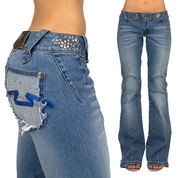 Parasuco 2000s Low Rise Studded Flare Jeans (M)