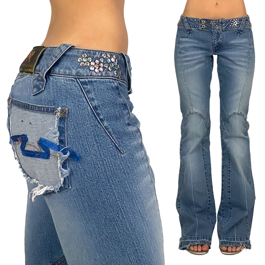 Parasuco 2000s Low Rise Studded Flare Jeans (S)