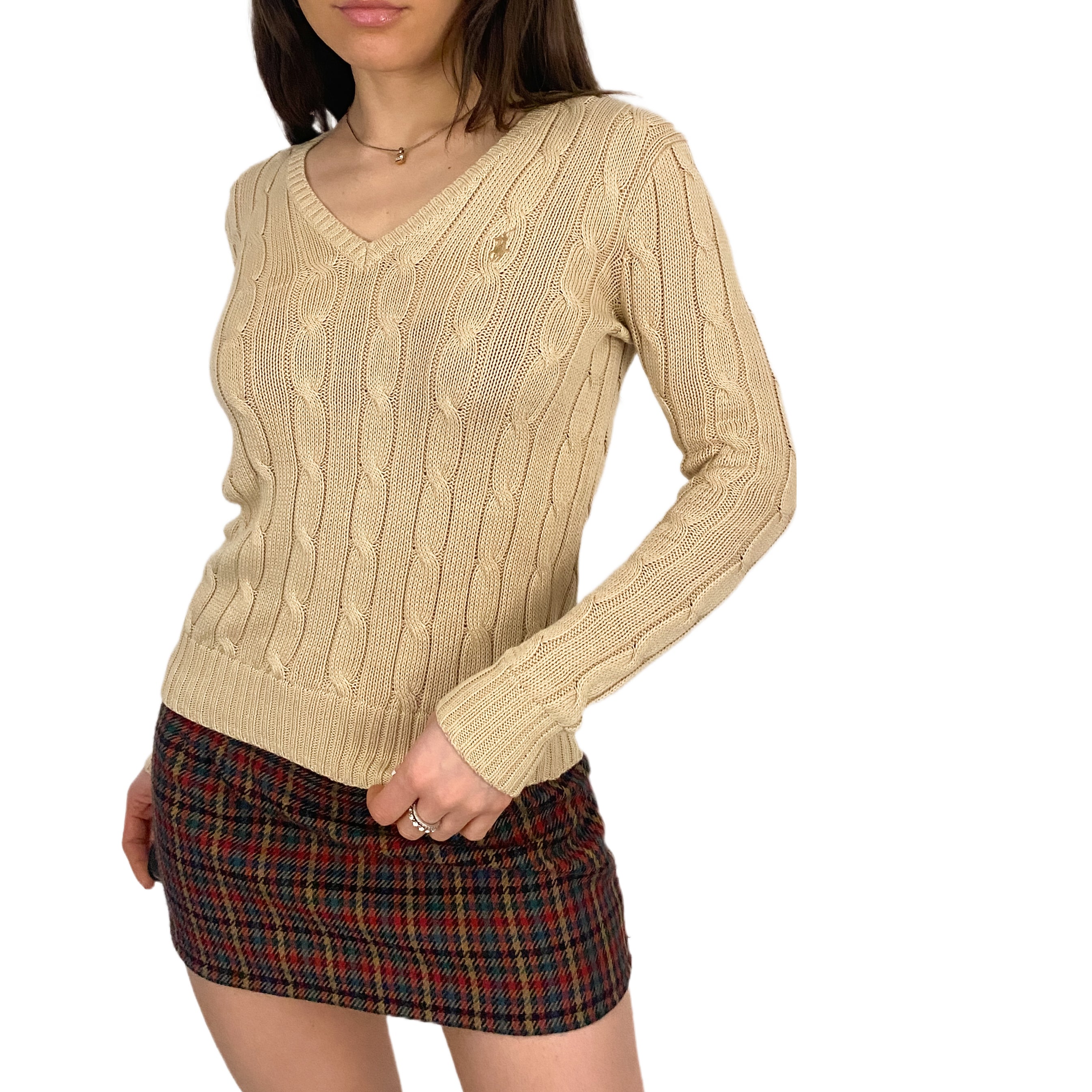 Polo Ralph Lauren Creamy Cable Knit Sweater (XS)