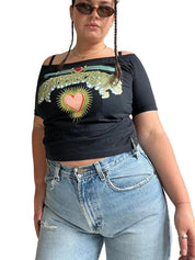 Vintage Y2K Moschino Jeans off-the-shoulder top (S/M)