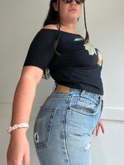 Vintage Y2K Moschino Jeans off-the-shoulder top (S/M)