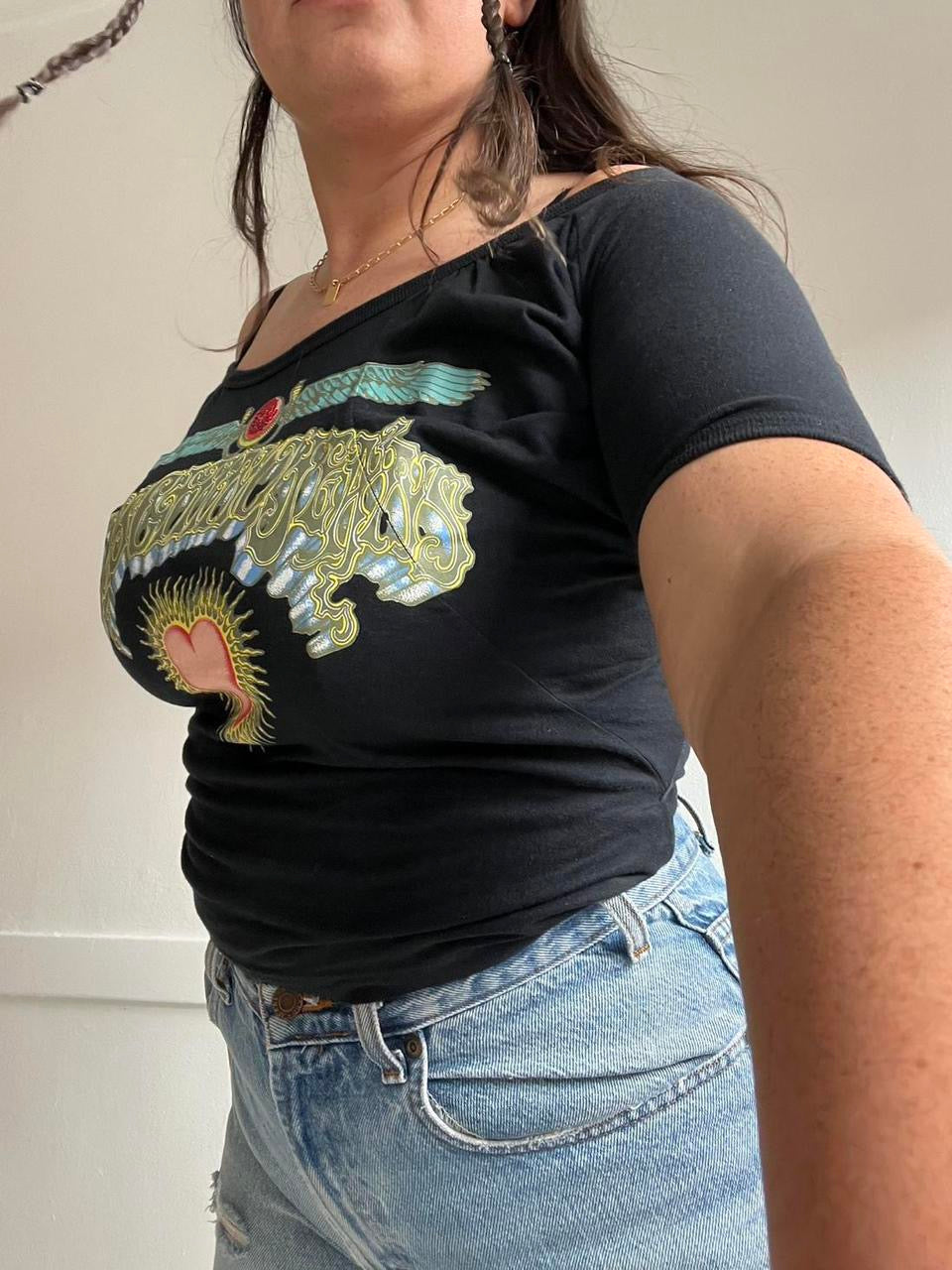 Vintage Y2K Moschino Jeans off-the-shoulder top (S/M)