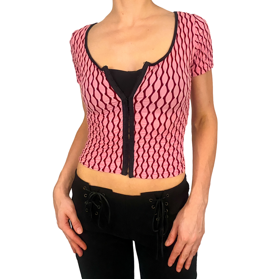 2000s Textured Hook and Eye Top (XS)