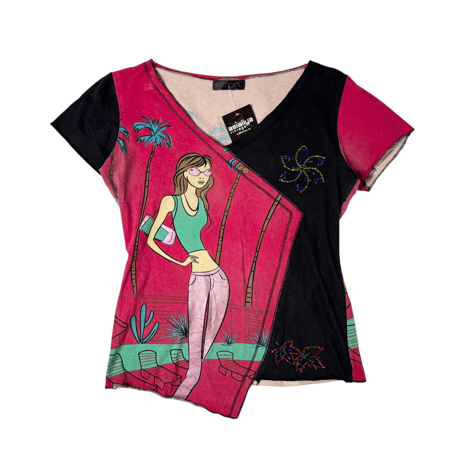 Custo Barcelona Asymmetrical Graphic Tee (M)