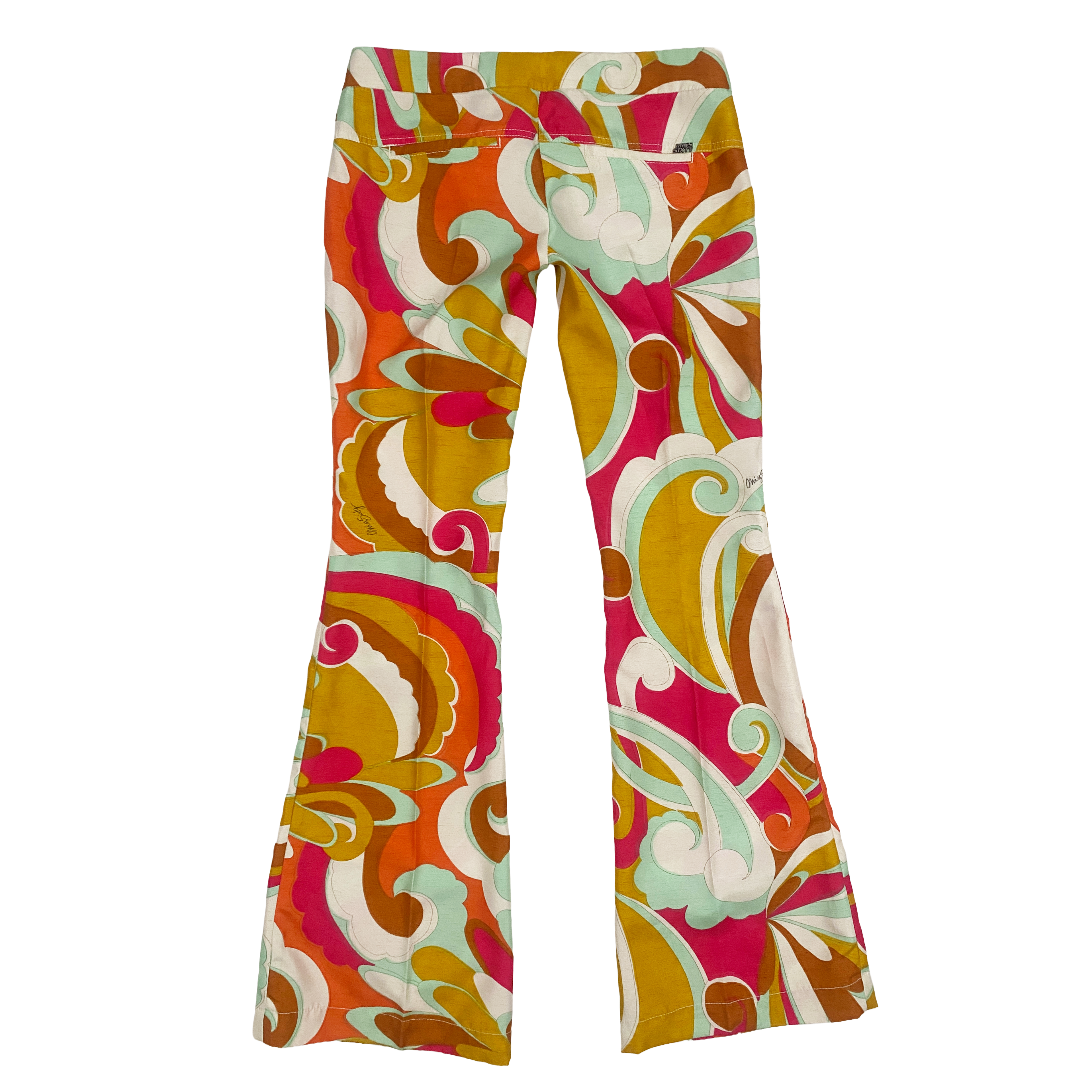 Miss Sixty 2000s Ultra Low Rise Psychedelic Flare Trousers (S)
