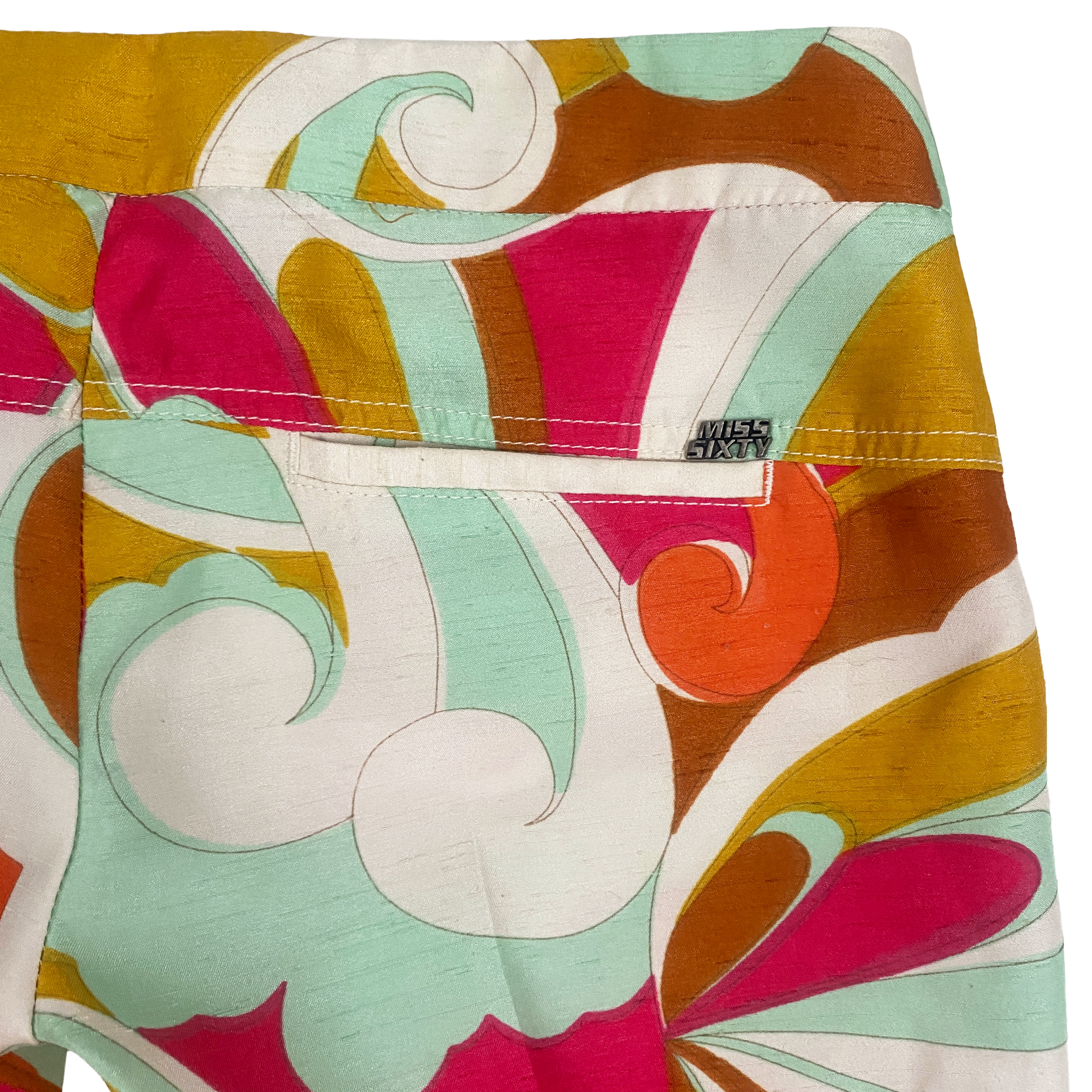 Miss Sixty 2000s Ultra Low Rise Psychedelic Flare Trousers (S)
