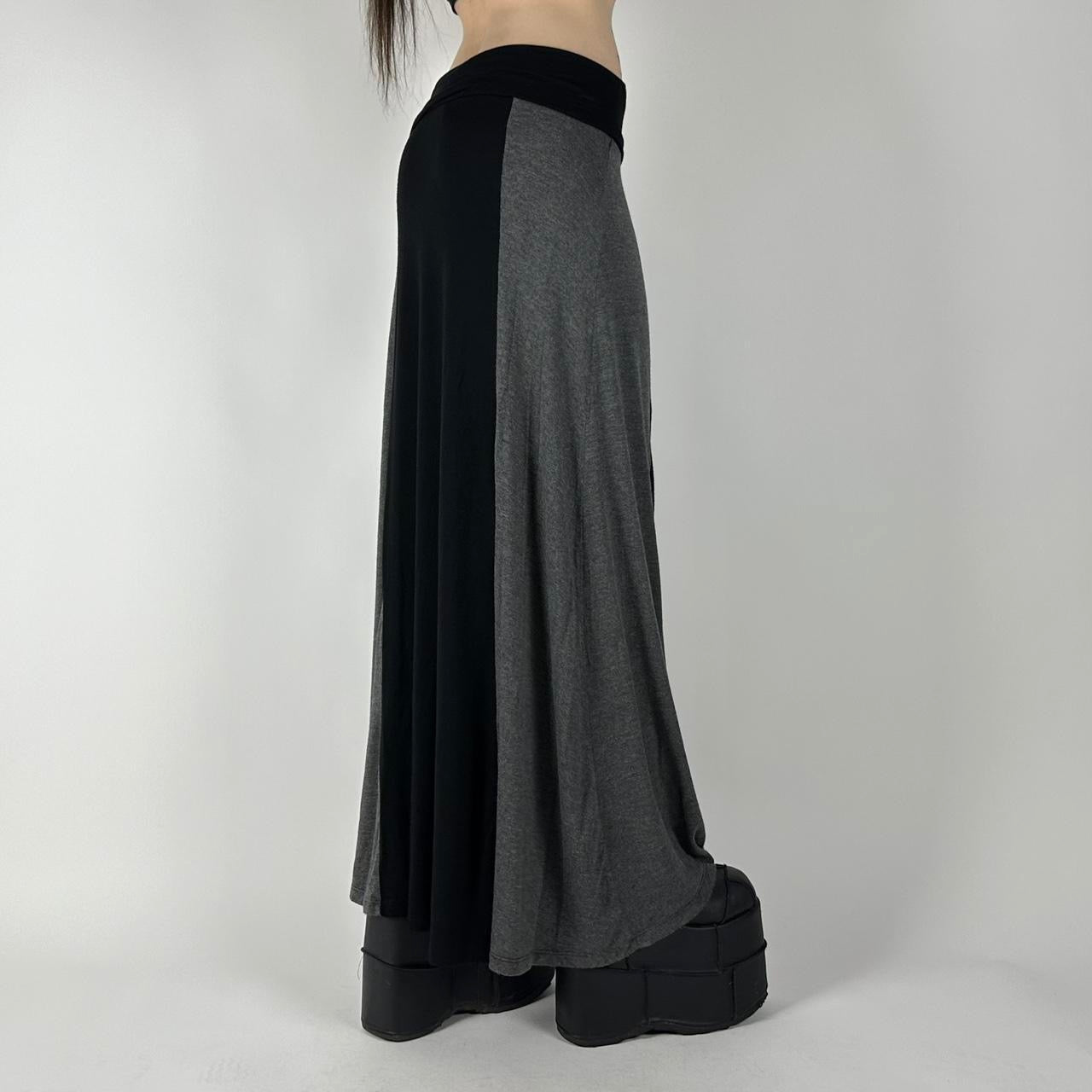Y2K Black & Grey Maxi Skirt (L)