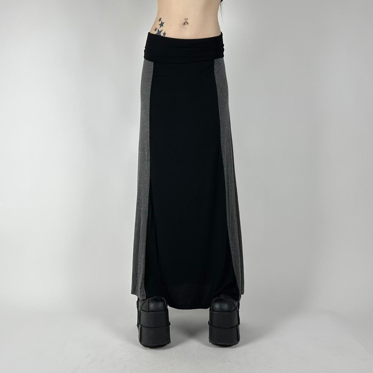 Y2K Black & Grey Maxi Skirt (L)