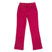 Pink Crochet Mid-Rise Jeans (S)