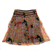 Embellished Silk Floral Midi Skirt (L)