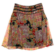Embellished Silk Floral Midi Skirt (L)