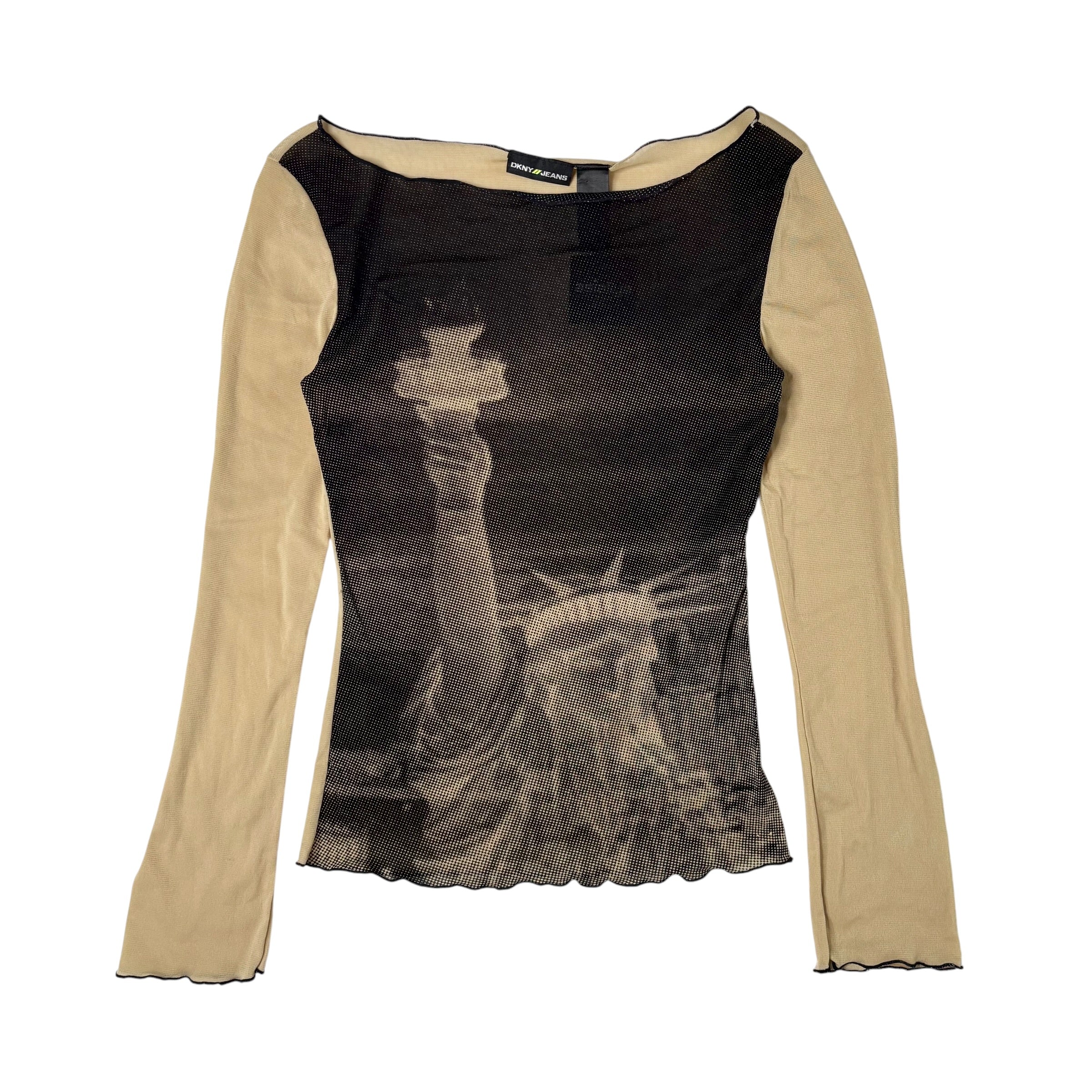 Dkny Jeans Micro Mesh Statue Of Liberty Long Sleeve (M)