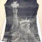 Dkny Jeans Micro Mesh Statue Of Liberty Long Sleeve (M)