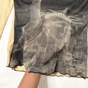 Dkny Jeans Micro Mesh Statue Of Liberty Long Sleeve (M)