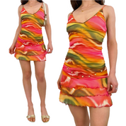 Miami Swirl Mesh Mini Dress (XS)